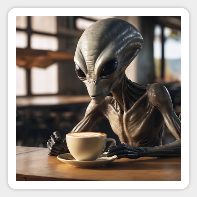 Alien Café Sticker by roswellboutique